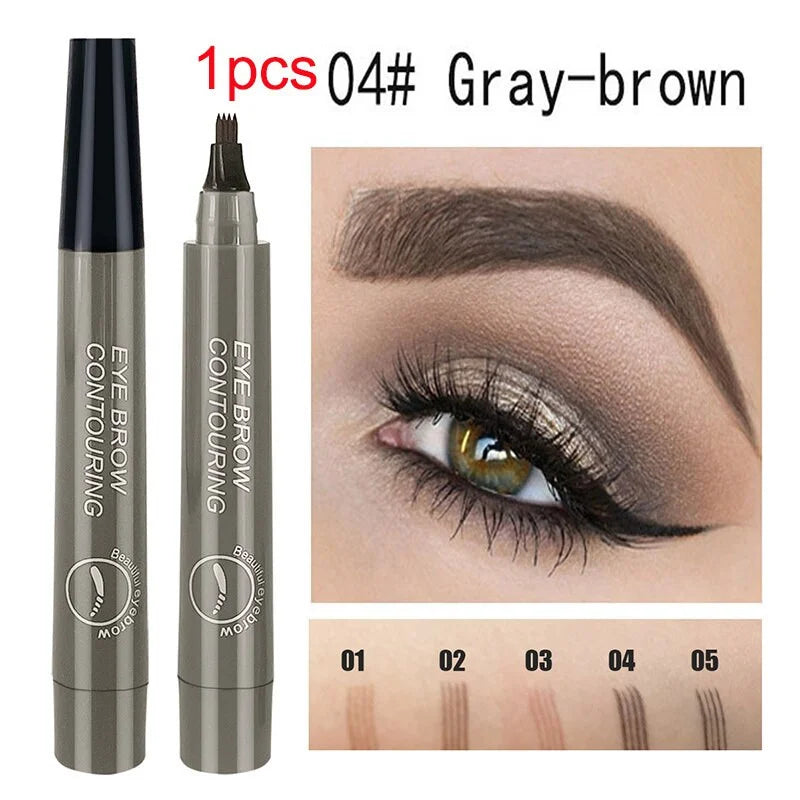 5 COLORS EYEBROW PEN WATERPROOF 4 FORK TIP EYEBROW TATTOO PENCIL