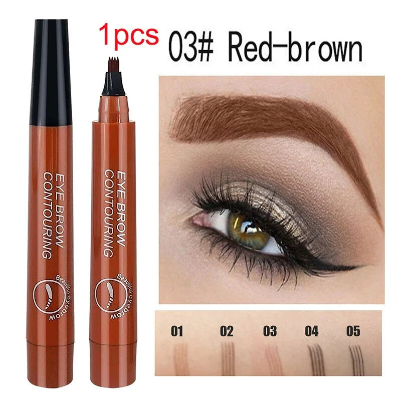 5 COLORS EYEBROW PEN WATERPROOF 4 FORK TIP EYEBROW TATTOO PENCIL