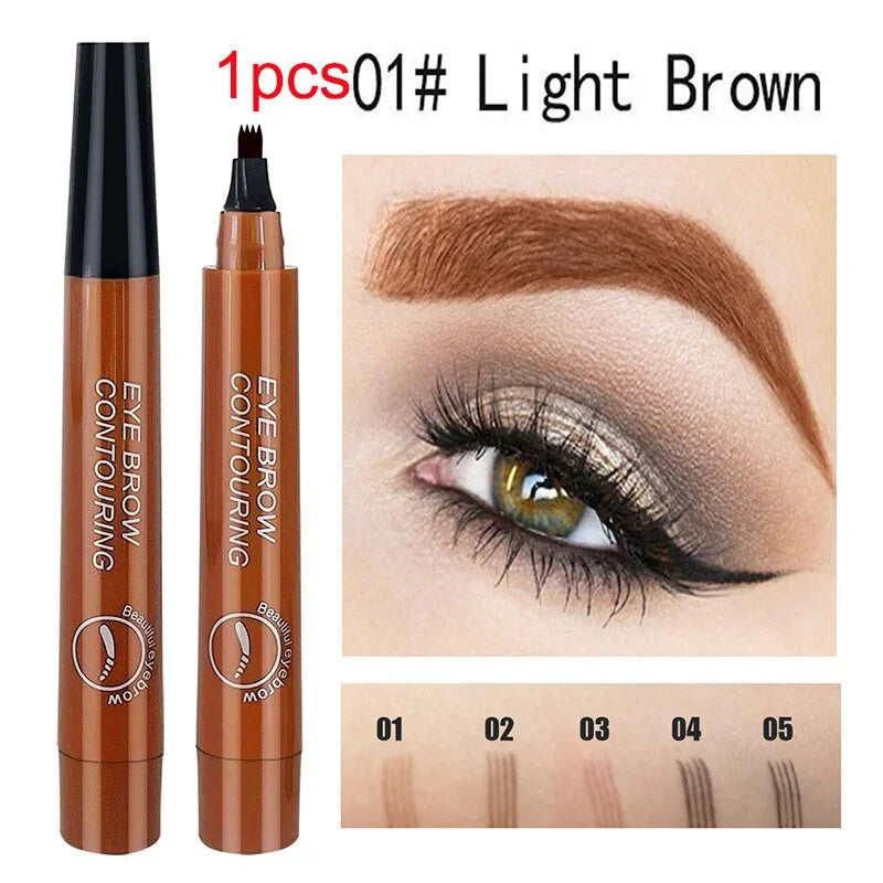 5 COLORS EYEBROW PEN WATERPROOF 4 FORK TIP EYEBROW TATTOO PENCIL