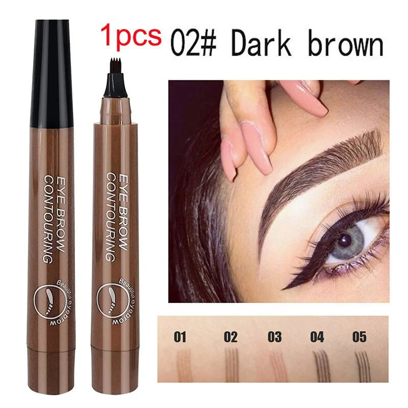 5 COLORS EYEBROW PEN WATERPROOF 4 FORK TIP EYEBROW TATTOO PENCIL