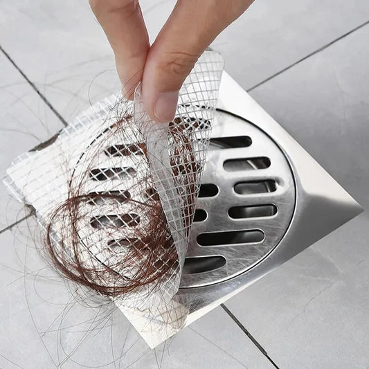 20 PCS - DISPOSABLE SHOWER DRAIN HAIR CATCHER MESH STICKERS