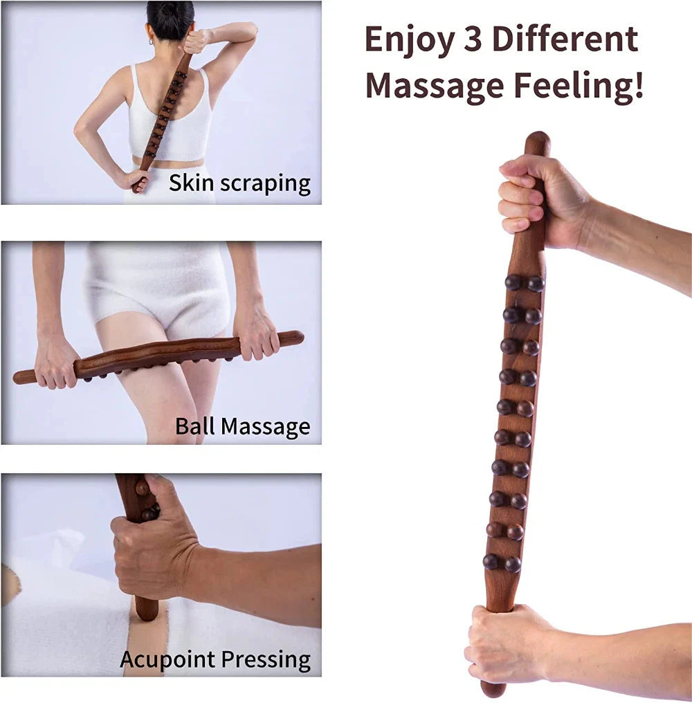 Wood Lymphatic Drainage Massager Handheld Massage Stick