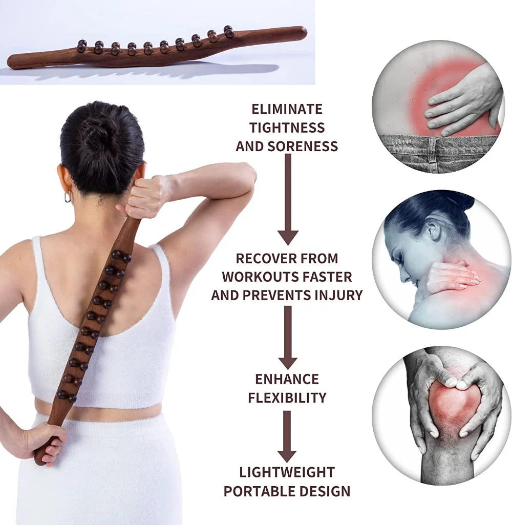 Wood Lymphatic Drainage Massager Handheld Massage Stick